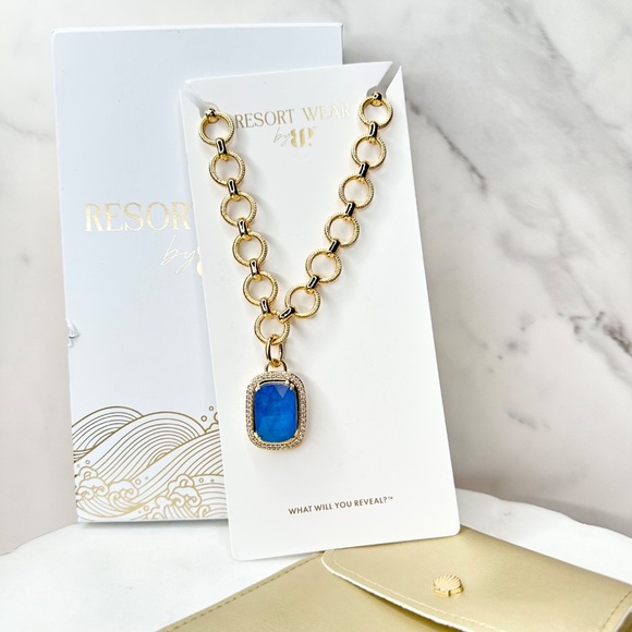 Bomb Party Resort Wear Enchantment By The Sea Blue Lace Necklace NK87177 NWT - Picture 3 of 7